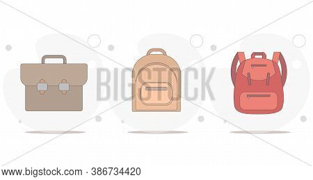 Backpack. Rucksack. Knapsack. Schoolbag. Sack Vector Flat Illustration On White Background