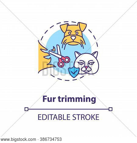 Fur Trimming Concept Icon. Grooming Services Types. Furry Animals Hairstyle. Pet Salon. Veterenary S