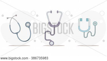 Stethoscope Vector Flat Illustration On White Background. Doctor Stethoscope