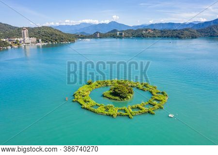 aerial view of a small island named 
