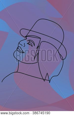 Hand Drawn Portrait In Modern Abstract Graphic Style. Abstract Female Portraits Wall Art, Abstract M