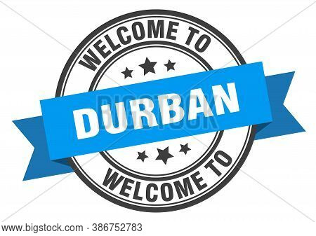 Durban Stamp. Welcome To Durban Blue Sign