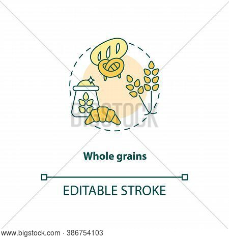 Whole Grains Concept Icon. Healthy Backery Foods. Natural Meals Ideas. Vegetarian Diet Components Id