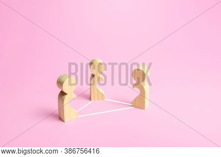 Figures Of People In A Love Triangle. Difficulty In Relationships, Unrecognized Love. Friendzone And