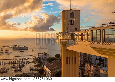 Sunset View From The Lacerda Elevator In The Historic Center Of Salvador, Bahia, Brazil
