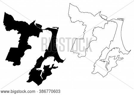 Durban City (republic Of South Africa, Rsa, Kwazulu-natal Province) Map Vector Illustration, Scribbl