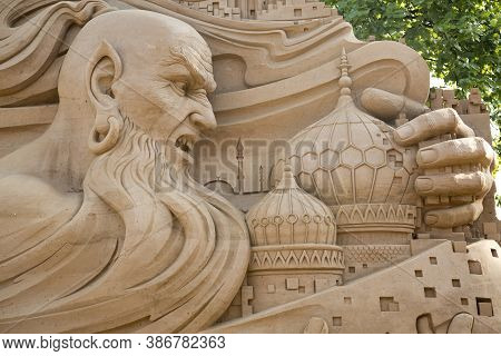 Saint-petersburg, Russia. 3 Juny 2016. Sand Sculpture In Peter And Paul Fortress In Saint-petersburg