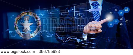 Businessman Touching Data Analytics Process System With Kpi Financial Charts, Dashboard Of Stock And