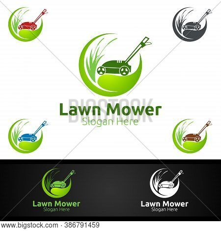 Lawn Mower Logo For Lawn Mowing Gardener Design