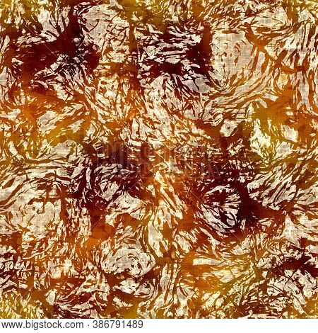Seamless Modern Sepia Brown Flower Blockprint Print. Grunge Watercolor Texture Floral Background. Wo