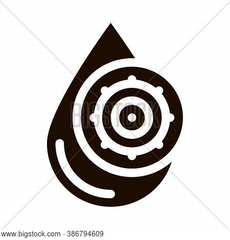 Liquid Drop With Germ Water Treatment Glyph Icon Sign . Unhealthy Microbe, Water Treatment Pictogram