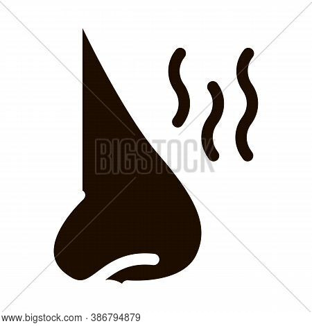 Increased Sense Of Smell Symptomp Glyph Icon Sign. Nose And Smelling Waves Woman Symptomp Of Preganc