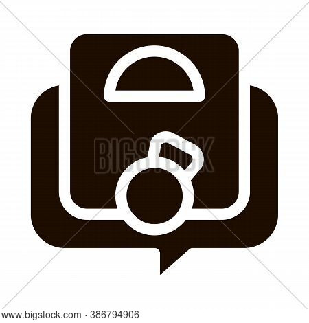 Weight Gane Symptomp Of Pregnancy Vector Sign Icon . Floor Scales In Text Box Frame, Woman Symptomp 