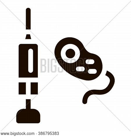 Injection And Bacterium Vector Sign Icon. Pathogen Bacteria And Healthy Injection Pictogram. Chemica