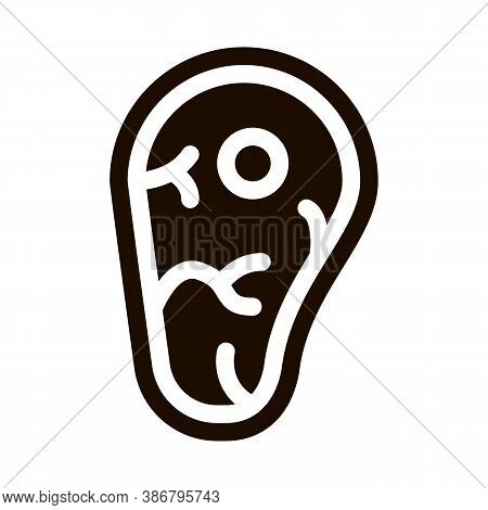 Healthy Food Piece Of Meat Vector Icon. Ecology Animal Farmer Product Meat Pictogram. Organic Health