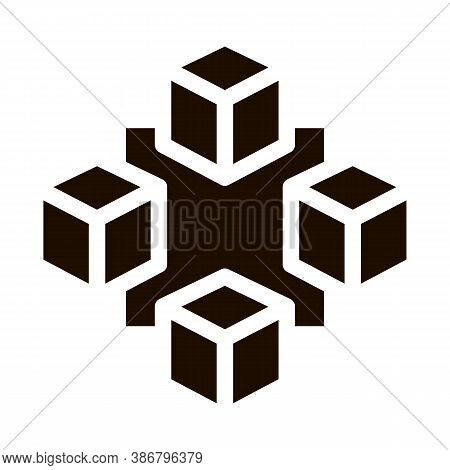 Blockchain Artificial Intelligence Glyph Icon Sign . Artificial Intelligence Details Cubes In Elemen