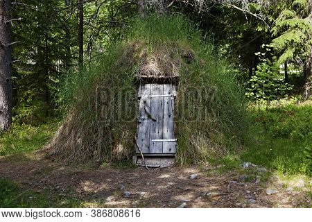 Semi-circular Small Grassy Sami Building At Gammlia