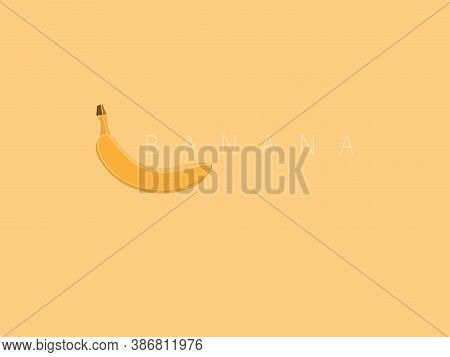 Yellow Vector Background With Banana In Simple Flat Style. With Copy Place. For Presentations