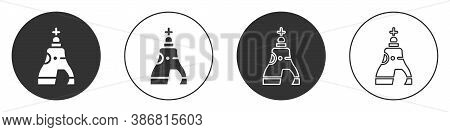 Black The Tsar Bell In Moscow Monument Icon Isolated On White Background. Circle Button. Vector