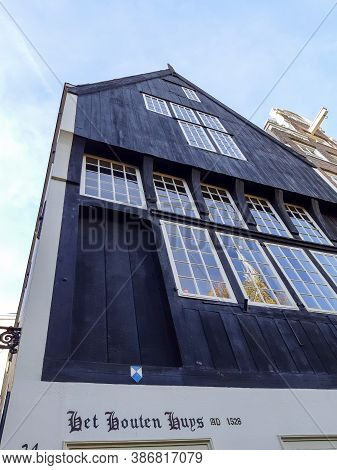 Houten Huis No. 34, Wooden House, Oldest House Of The City At Begijnhof In Amsterdam, Netherlands