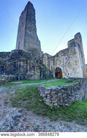 Castle Okor Ruined Walls And Remains Of The High Tower With Entry Gate