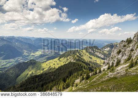 Hiking From The Mountain Station To The Top Of The Mountain Called Wendelstein In Bavaria, Germany A