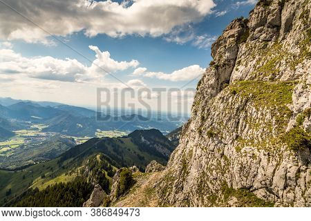 Hiking From The Mountain Station To The Top Of The Mountain Called Wendelstein In Bavaria, Germany A