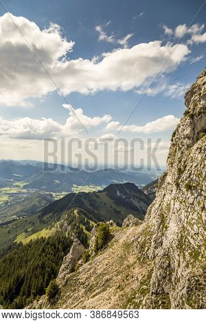 Hiking From The Mountain Station To The Top Of The Mountain Called Wendelstein In Bavaria, Germany A