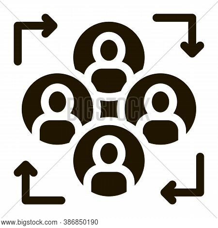 Human Silhouettes And Arrow Agile Element Glyph Icon . Agile Rocket And Document, Gear And Package, 