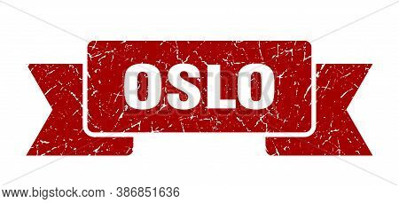 Oslo Ribbon. Red Oslo Grunge Band Sign