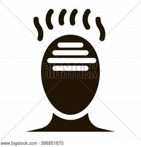 High Fever Temperature Man Head Silhouette Glyph Icon . Tension And Cluster, Migraine And Stress Sym