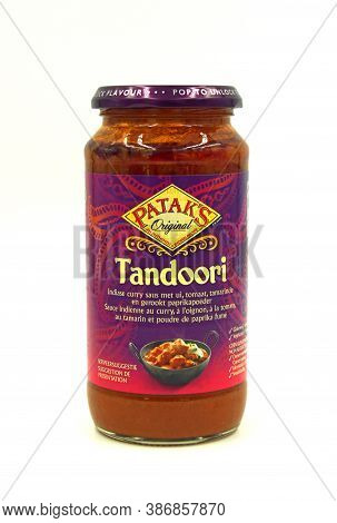 Zaandam, The Netherlands - September 13, 2020: Jar Of Patak's Original Tanoori Against A White Backg