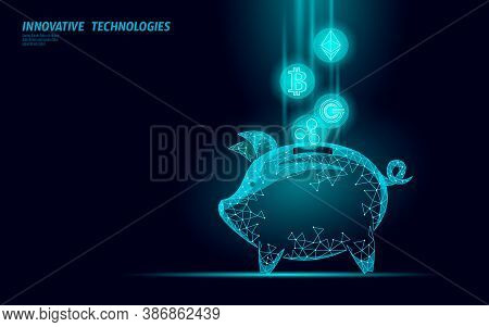 Ethereum Bitcoin Ripple Coin Digital Cryptocurrency Thrift-box Web Online Payment. Money Box Pig Inf