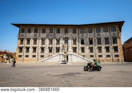 Pisa, Italy - July 29, 2020: Palazzo Della Carovana. Ancient Palace, Building Of The University (scu