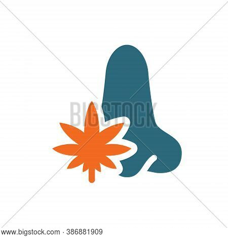 Human Nose With Marijuana Colored Icon. Cannabis Treatment, Anesthesia Symbol