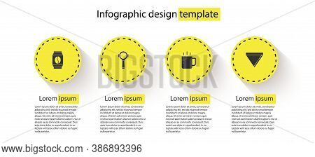 Set Bag Of Coffee Beans, Coffee Filter Holder, Cup And Paper. Business Infographic Template. Vector