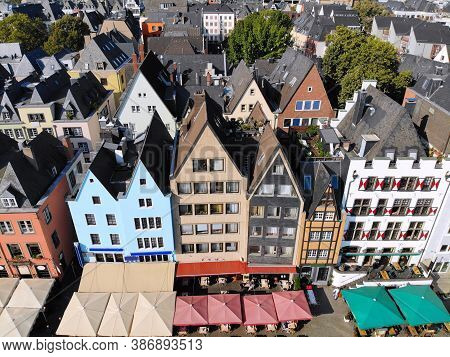 Cologne City, Germany. Aerial View Of Innenstadt Part Of Altstadt.