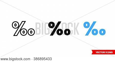 Per Mille Sign Icon Of 3 Types Color, Black And White, Outline. Isolated Vector Sign Symbol.