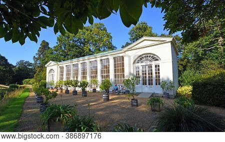 Aylsham, Norfolk, England - September  21, 2020:  Historic Orangery With  Rectangular Central Window