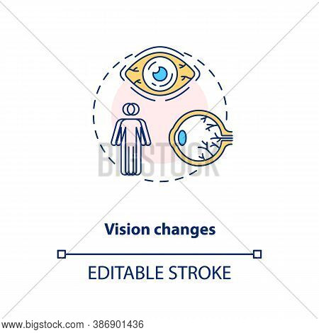 Vision Changes Concept Icon. Vitamin Shortages Symptom Idea Thin Line Illustration. Vision Loss Risk