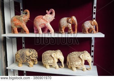 Rajasthani Handicrafts Hand Made Heavy Work Ambabari Elephant. Lucky Charm Multi Colored. Cj3n