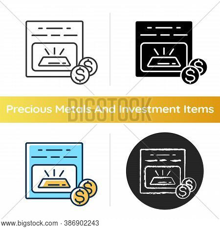 Unallocated Metal Account Icon. Invest Money In Precious Metals. Gold Bar For Sell. Purchase Golden 