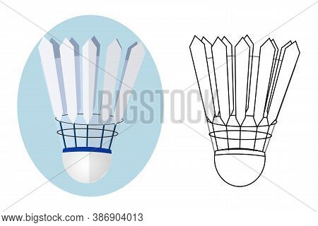 Set Of Two Shuttlecocks In Vector Design Isolated On White Background.