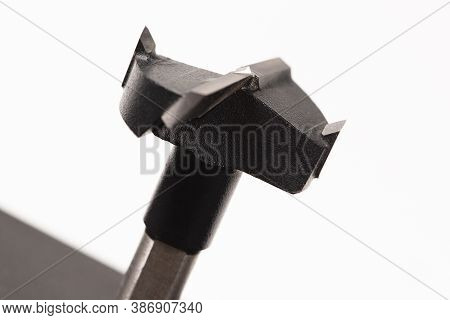 Drill Bits Forstner On White Background. Macro