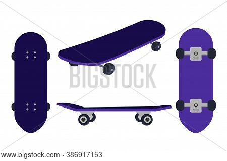 Set Of Skateboards In Different Views Isolated On White Background Stock Vector Illustration. Extrem