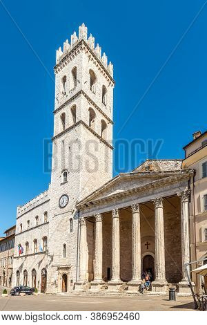 Assisi,italy - September 3,2020 - View At The Church Of Santa Maria Sopra Minerva In Assisi. Assisi 