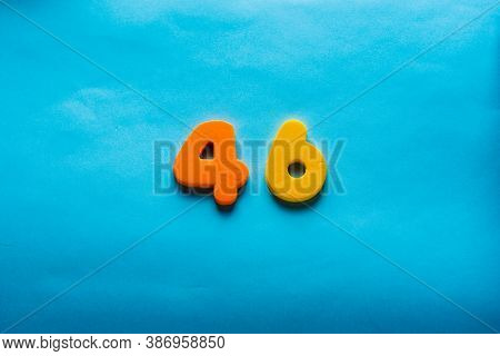 46 Years Old Celebrating Classic Logo. Colored Happy Anniversary 46 Th Template Yellow Orange Number