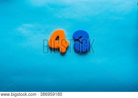 43 Years Old Celebrating Classic Logo. Colored Happy Anniversary 43 Th Template Orange Blue Numbers.
