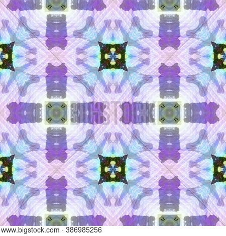 Ethnic Pattern. Seamless Tie Dye Illustration. Ikat Turkish Design. Green, Blue, Red, Indigo Seamles