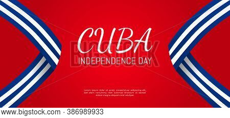 Aesthetic Background Greeting Cuba Independece Day With Ribbon
